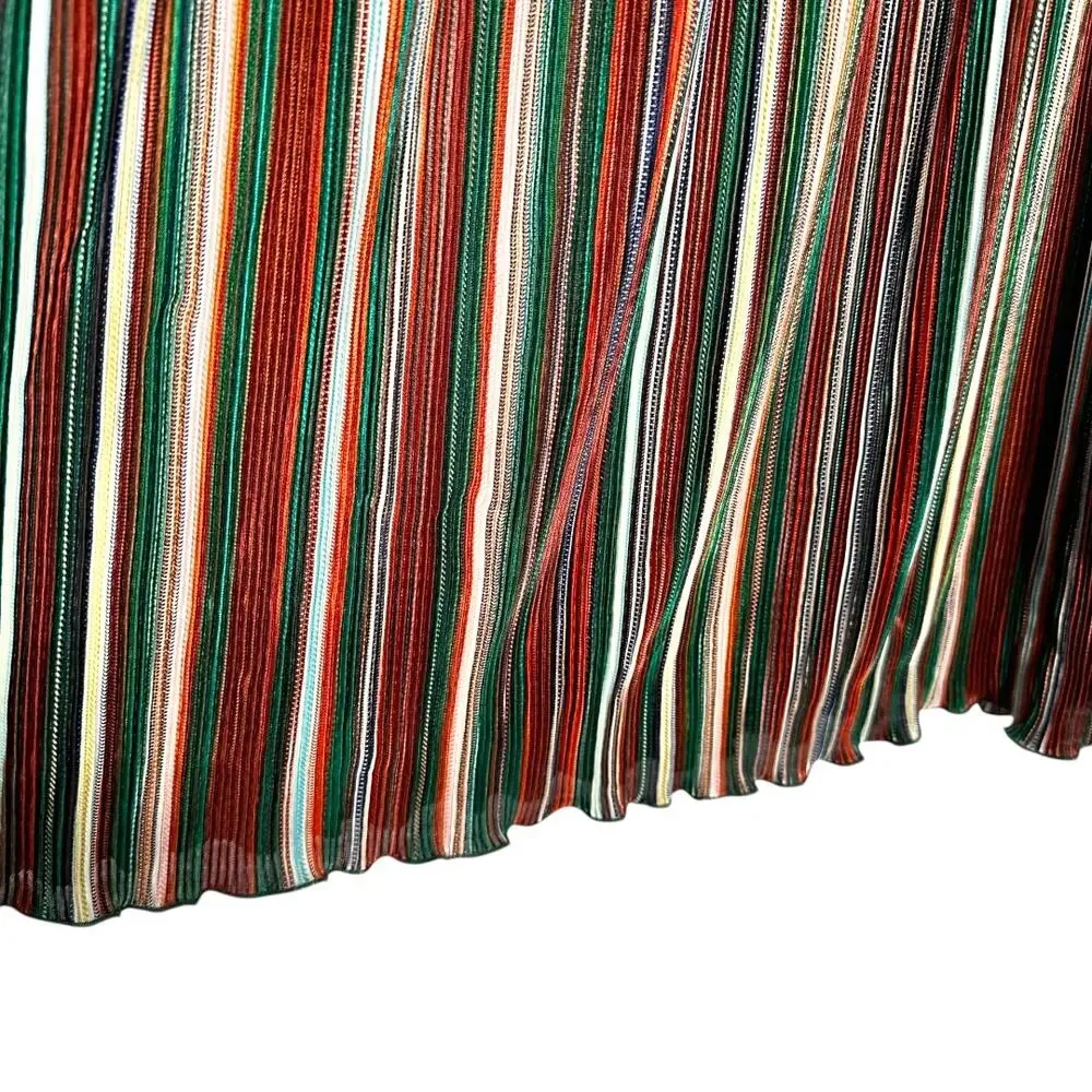 Anthropologie See U Soon Red Green Multicolor Striped Skirt Size 4